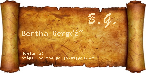 Bertha Gergő névjegykártya